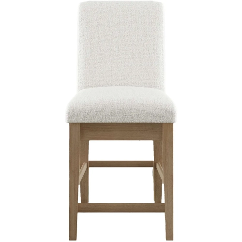 Sequoia Parsons Counter Stool in Natural Wood & Pearl Boucle Fabric (Set of 2)
